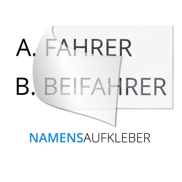 Namensaufkleber ohne Flagge Fahrer Beifahrer 4-teiliges Set