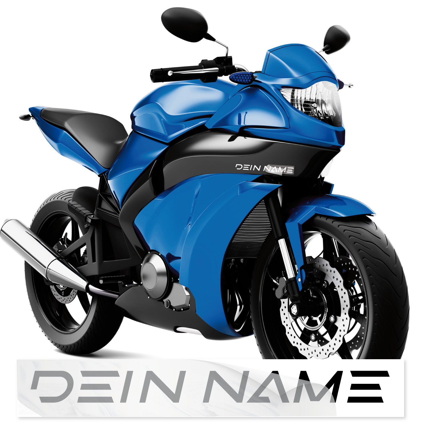 AMA SHOP Personalisierbare Aufkleber – Blau, Namenschild Für Helm, Motorrad, Auto, Wohnmobil & Boot