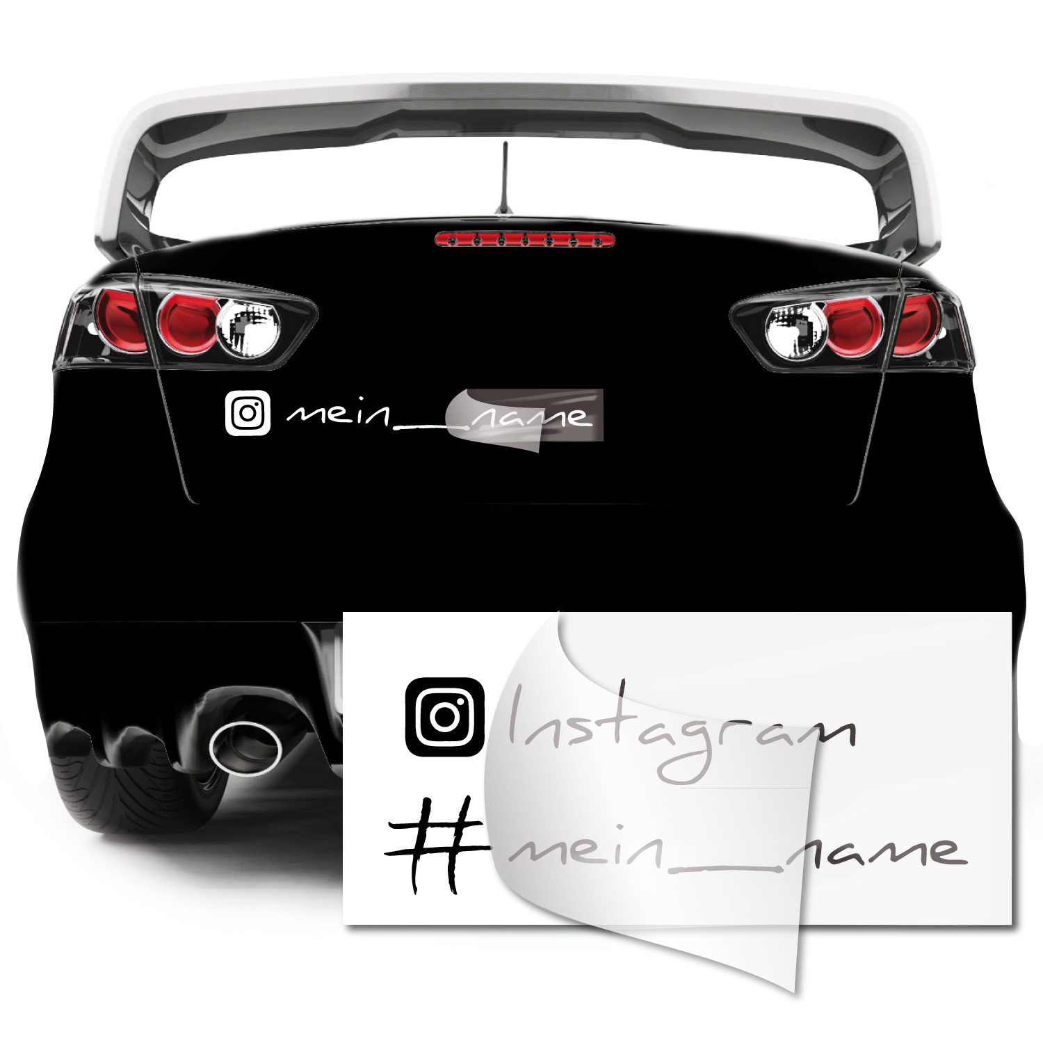 Instagram Aufkleber selbst gestalten - Namen mit Logo - Auto Sticker