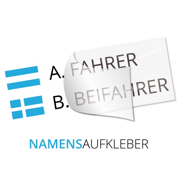 Namensaufkleber mit Flagge Fahrer Beifahrer 4-teiliges Set