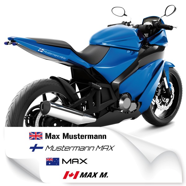 Aufkleber Sticker Nummernschild Motorrad personalisierbar 31x8cm