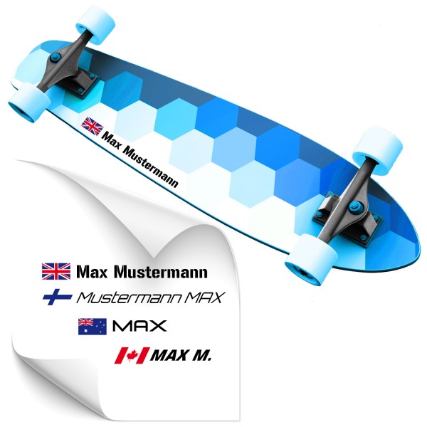 Namenssticker für Skateboard Aufkleber Namenssticker für Skateboards - Kategorie Shop