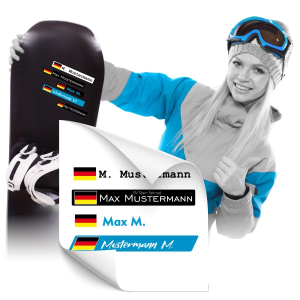 Namensaufkleber für Snowboard Snowboardsticker - Kategorie Shop